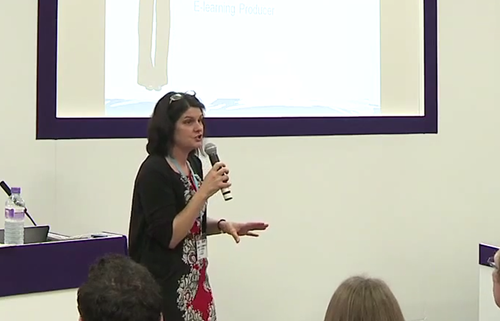 Louise Pasterfield presenting at the Learning Technologies 2013 event